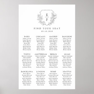 Minimalist Cherry Blossom Crest Seating Poster