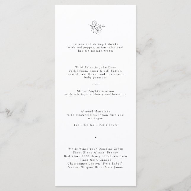 Minimalist Cherry Blossom Monogram Wedding  Menu (Back)