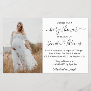 minimalist chic baby shower photo invitation flyer