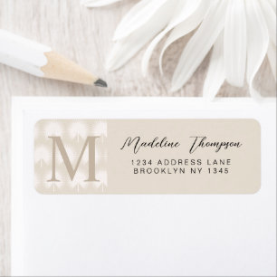 Minimalist Chic Beige Anahaw Leaf Script Monogram