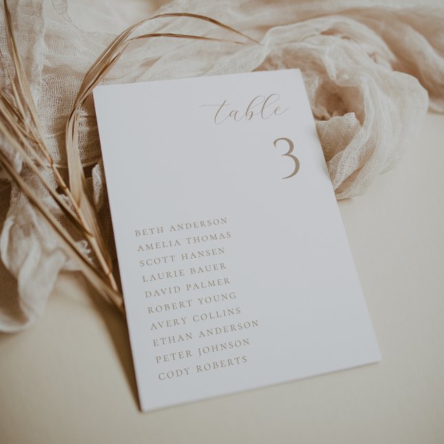 Minimalist Chic Beige Wedding Table Seating Card (Creator Uploaded)