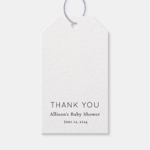 Minimalist Chic Black and White Baby Shower Gift Tags