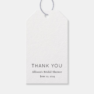 Minimalist Chic Black and White Bridal Shower Gift Tags