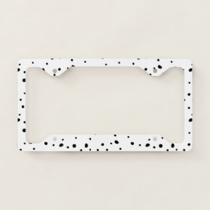 Minimalist chic black polka dots geometric pattern license plate frame