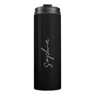 Minimalist Chic Black Script Personalized Thermal Tumbler