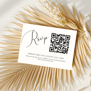 Minimalist Chic Black White QR Code Wedding RSVP Card