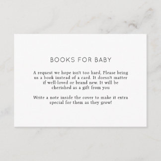 Minimalist Chic Books for Baby Baby Shower Enclosure Card