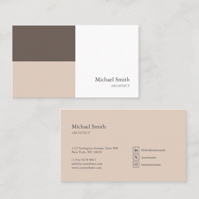 minimalist chic brown geometric blocks business card (Creator Uploaded)