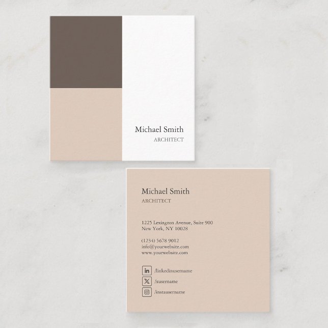minimalist chic brown geometric blocks square business card (Creator Uploaded)