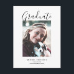 Minimalist Chic Brush Script Photo Graduation Announcement Postcard<br><div class="desc">This chic and minimalist graduation announcement postcard features your photo with brush script letterings in white.  Personalize it for your needs. You can find matching products at my store.</div>