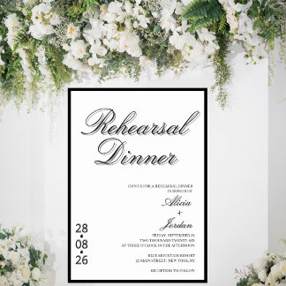 Minimalist Chic Calligraphy Rehearsal Dinner Invitation
