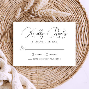 Minimalist Chic Calligraphy Script Wedding RSVP Card