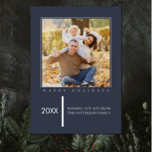 Minimalist Chic Christmas   Blue Photo Card