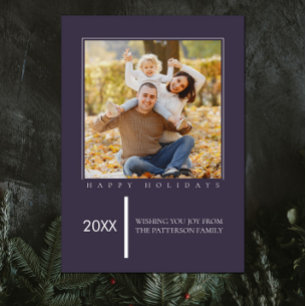 Minimalist Chic Christmas Purple Photo Card