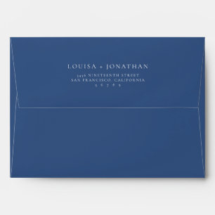 Minimalist Chic Classic Blue White Return Address  Envelope