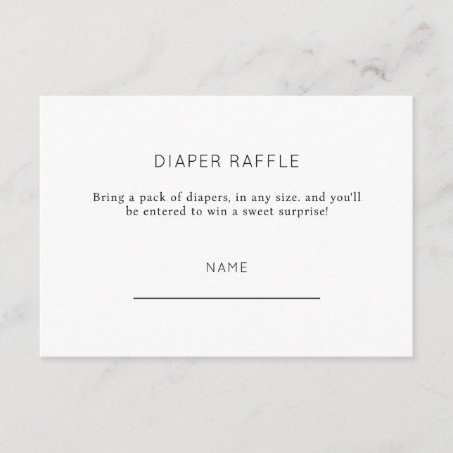 Minimalist Chic Diaper Raffle Baby Shower Enclosure Card (Front)