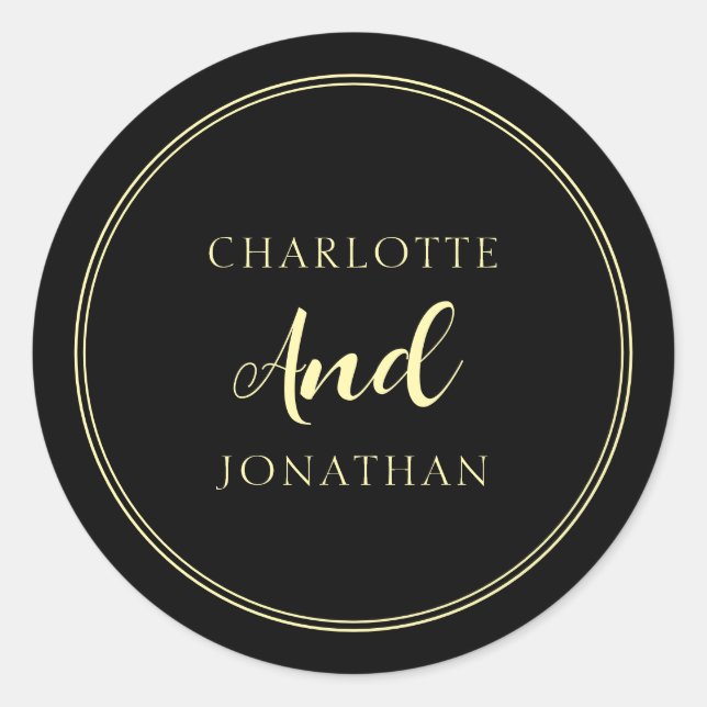 Minimalist Chic Elegant Calligraphy Script Wedding Classic Round Sticker (Front)