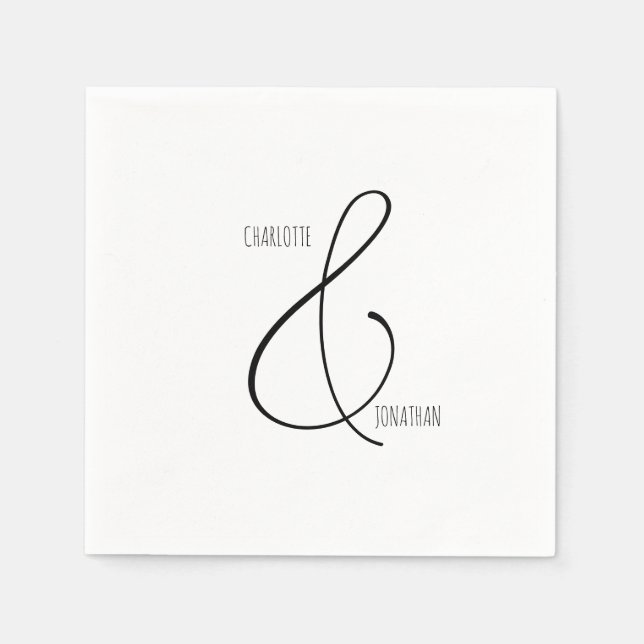Minimalist Chic Elegant Calligraphy Script Wedding Napkin (Front)
