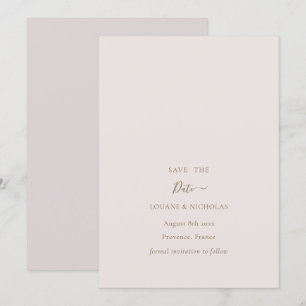 Minimalist Chic Gold Blush Save The Date Wedding Invitation