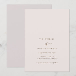 Minimalist Chic Gold Blush Simple Elegant Wedding Invitation