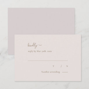 Minimalist Chic Gold Blush Simple Elegant Wedding RSVP Card