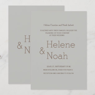 Minimalist chic gold grey modern simple wedding invitation
