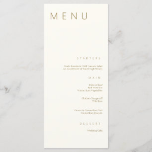 Minimalist Chic Gold Simple Modern Wedding Menu