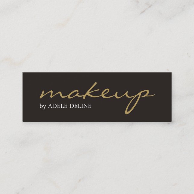 Minimalist Chic Grey Gold Makeup Artist Mini Business Card (Front)