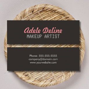 Minimalist Chic Grey Pink Makeup Artist Mini Business Card