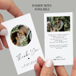 Minimalist chic MINI SIZE photo wedding thank you Card<br><div class="desc">Simple modern trendy caligraphy script stylish black and white budget affordable MINI SIZE wedding thank you card personalized with custom 2 photos, pre printed message, and signature on both sides. Please note that the colours of the text and background can be changed to match your wedding colour scheme. You can...</div>