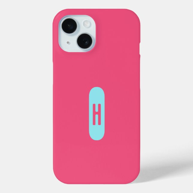 Minimalist Chic Monogram Pink Blue Case-Mate iPhone Case (Back)