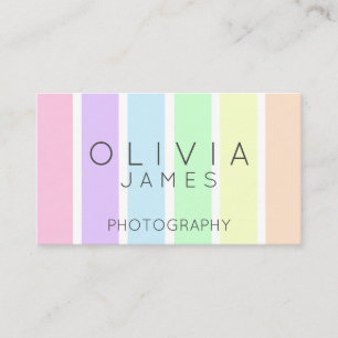 Minimalist chic multicolour pastel stripe business card