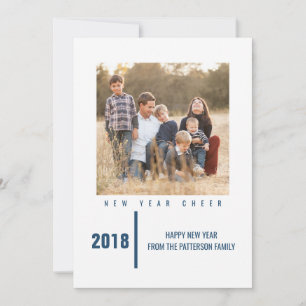 Minimalist Chic New Year's Photo Card   Blue