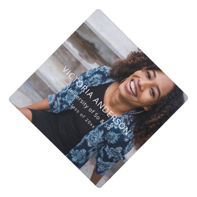 Minimalist Chic Photo Graduation Cap Topper (Front)