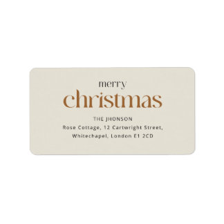 Minimalist Chic Retro Typography Merry Christmas Label