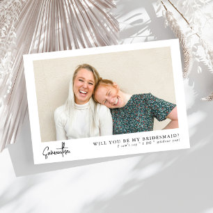 Minimalist Chic Script Photo Bridesmaid Proposal
