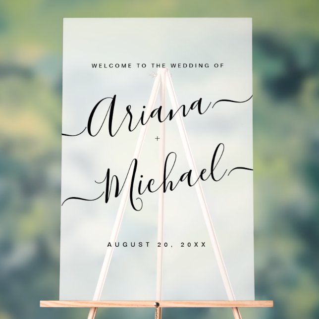 Minimalist Chic Script Welcome Wedding Frosted Acrylic Sign (Neutral)