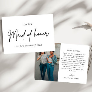 Minimalist Chic To My Maid of Honour Wedding Day Thank You Card