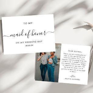 Minimalist Chic To My Maid of Honour Wedding Day Thank You Card