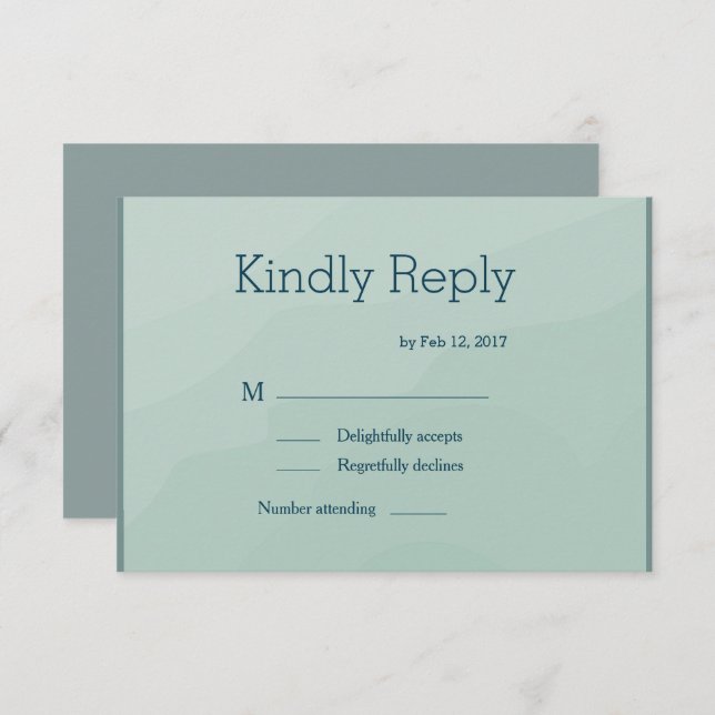 Minimalist chic turquoise watercolor wedding rsvp invitation (Front/Back)