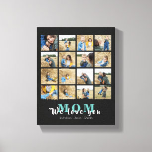 minimalist Chic We Love You Mom 16 Photo Collage  Canvas Print