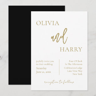 Minimalist Chic Wedding Invitation Gold Black