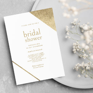 Minimalist chic white gold luxury Bridal Shower Invitation