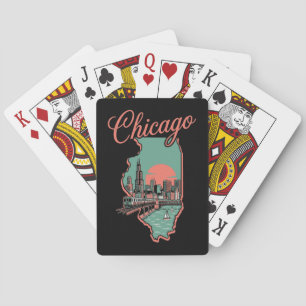 Minimalist Chicago Illinois City Logo Playing Cards
