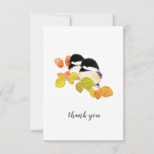 Minimalist Chickadee Bird Thank You Card