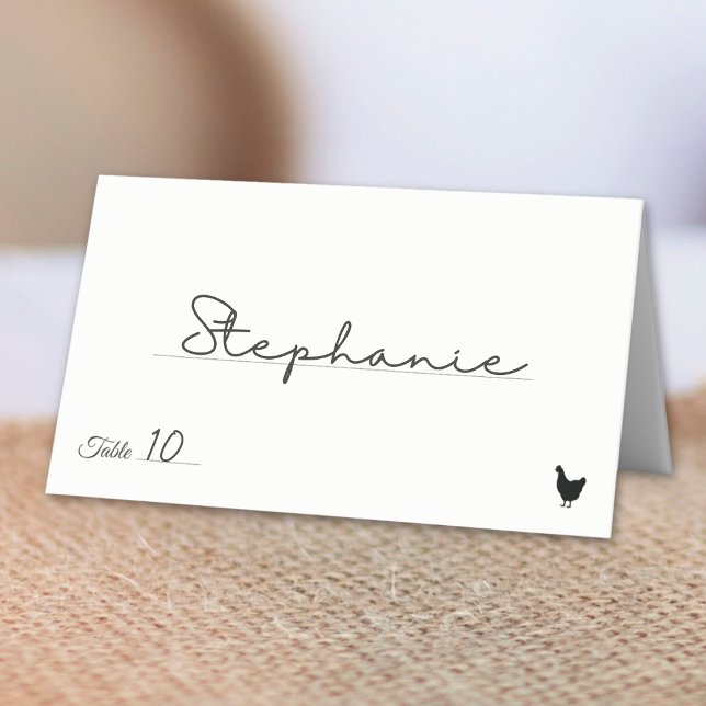Minimalist Chicken Meal Option Table Number Place Card (Creator Uploaded)