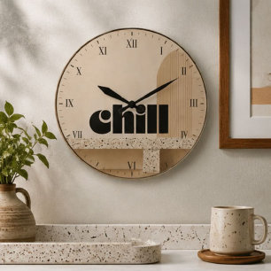 Minimalist Chill Modern Neutral Home Large Clock