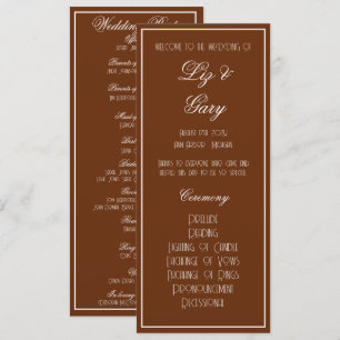 Minimalist Chocolate Brown Program Wedding
