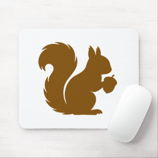 Minimalist Chocolate Brown Squirrel Silhouette Mouse Pad