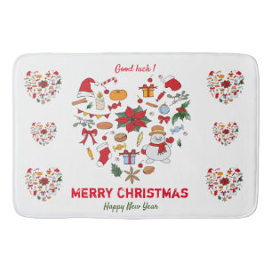 Minimalist Christmas and New Year Happy  Cute Bath Mat
